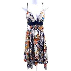 Single Dress L Silk Floral Print Spaghetti Vintage Y2K Babydoll